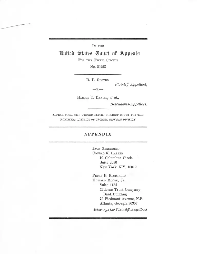 Glover v. Daniel Appendix preview