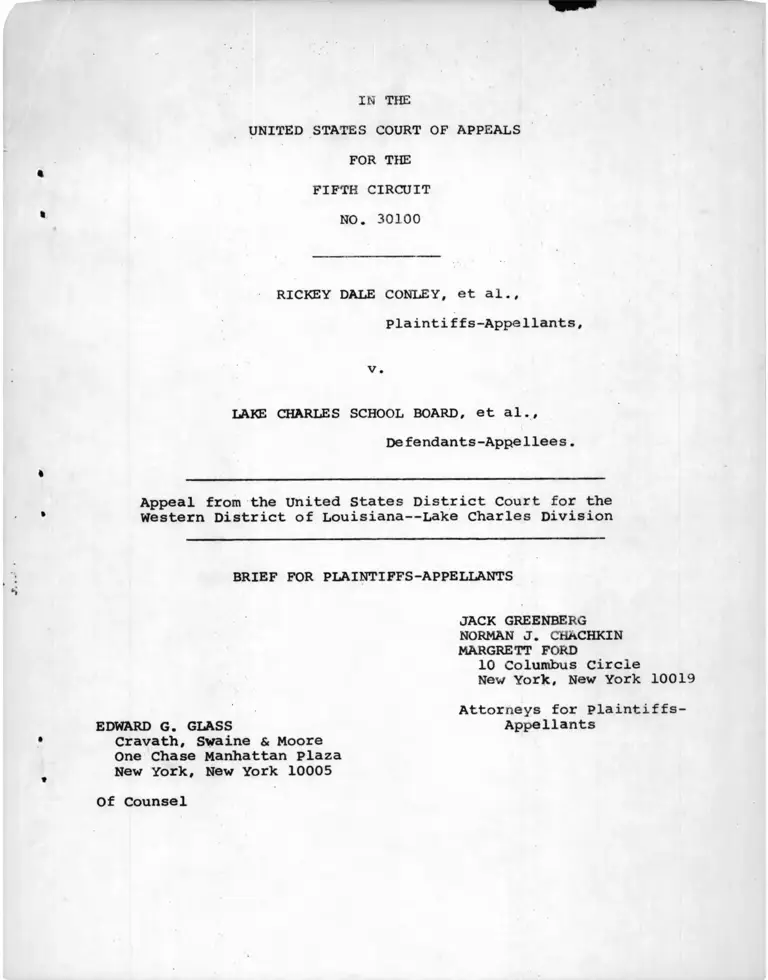 Conley v. Lake Charles School Board Brief for Plaintiffs-Appellants preview