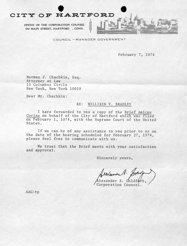 Letter to Chachkin from Goldfarb RE Copy of Brief Amicus Curiae preview