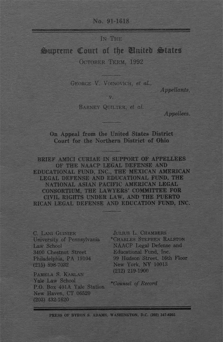 Voinovich v. Quilter Brief Amici Curiae in Support of Appellees preview