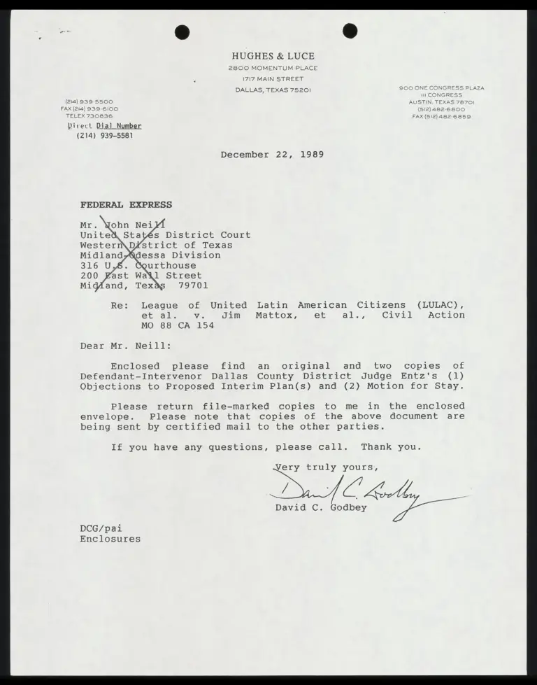 Defendant-Intervenor Dallas County Judge Entz's (1) Objections to Proposed Interim Plans and (2) Motion for Stay preview