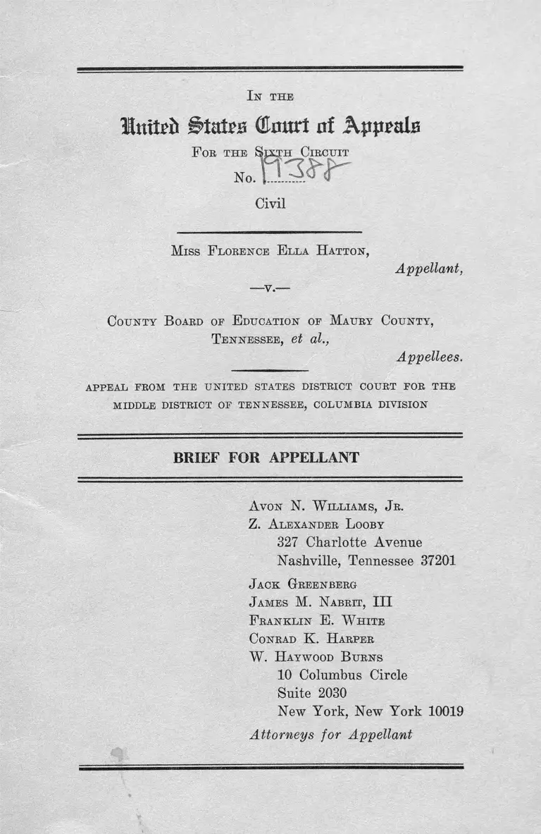 Hatton v. Maury County, TN Board of Education Brief for Appellant preview