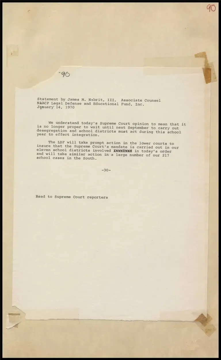 Nabrit Statement on Desegregation in 11 School Disctricts preview