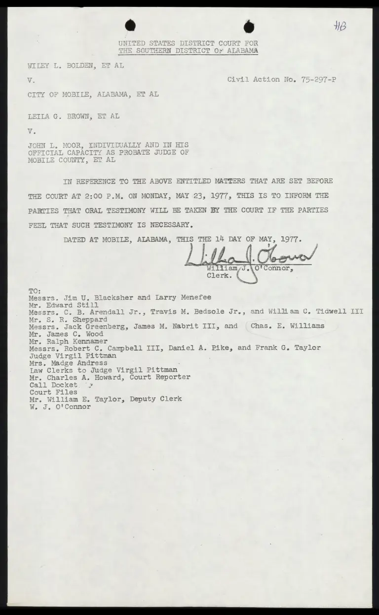 Notice to Counsel of Record RE: Oral Argument preview