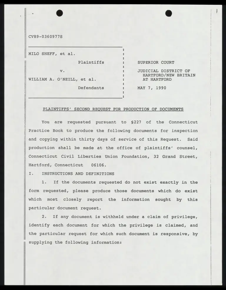 Plaintiffs' Second Request for Production of Documents preview