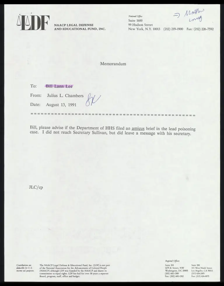 Memo from Chambers to Lee; Correspondence between Chambers and Wilensky preview