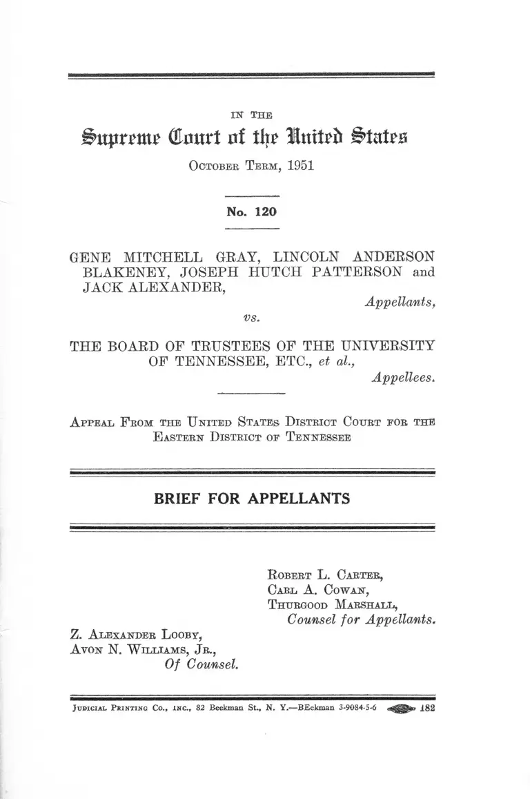 Gray v. University of Tennessee Board of Trustees Brief for Appellants preview