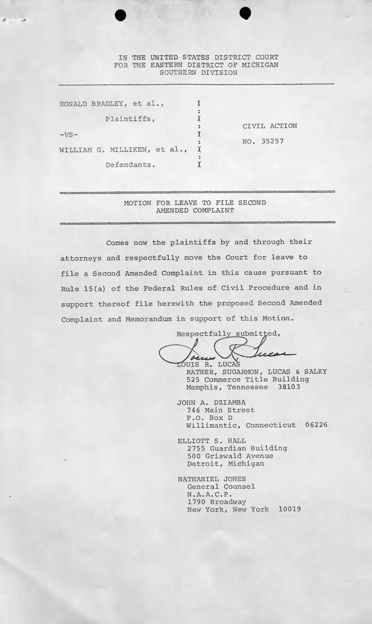 Motion for Leave to File Second Amended Complaint preview