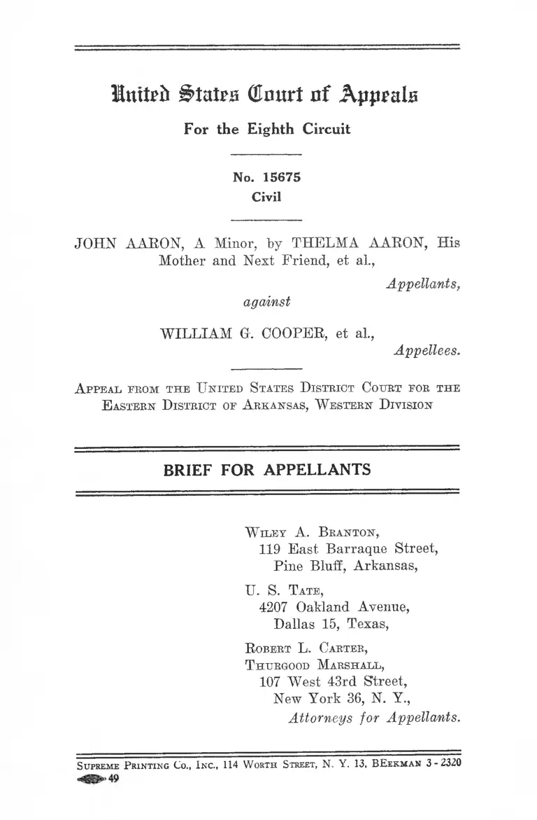 Cooper v. Aaron Brief for Appellants preview