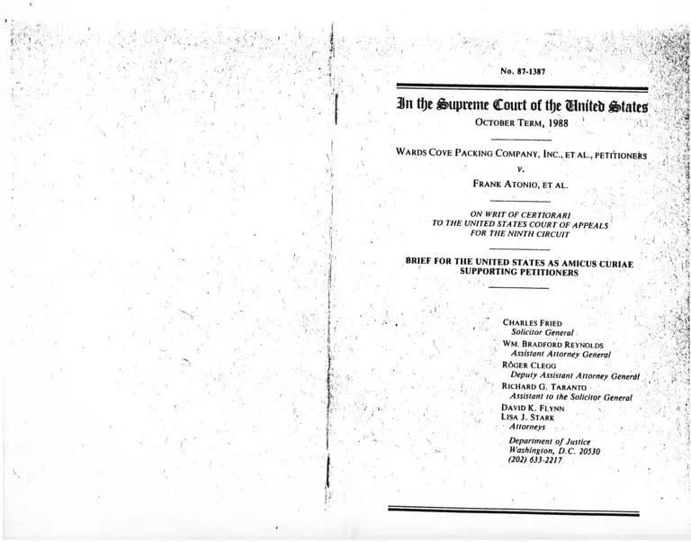 Wards Cove Packing Company, Inc. v. Atonio Brief Amicus Curiae in Support of Petitioners preview