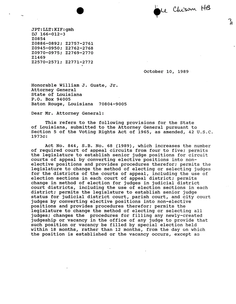 Correspondence from Turner to Guste preview