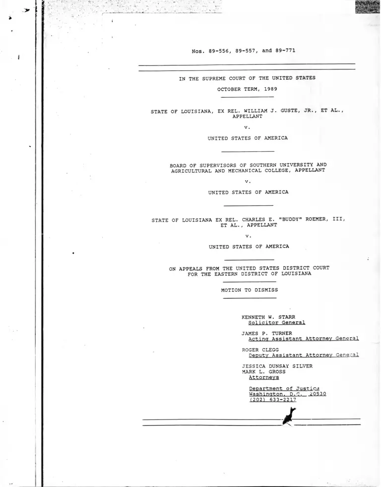 State of Louisiana v. United States of America Motion to Dismiss preview