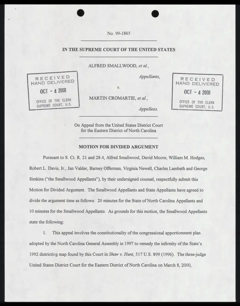Motion for Divided Argument preview