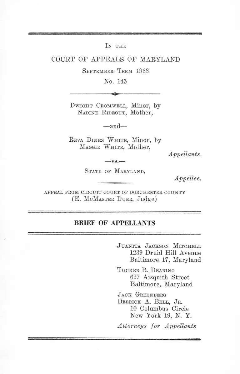 Cromwell v. Maryland Brief of Appellants preview