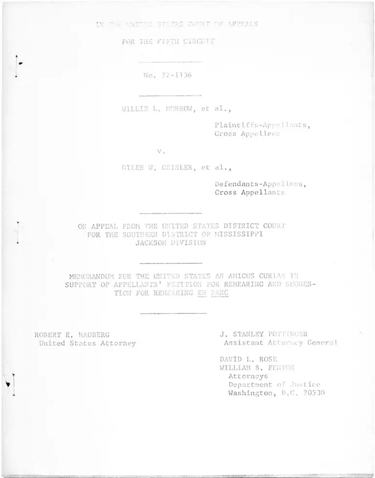 Morrow v. Crisler Memorandum Amicus Curiae preview