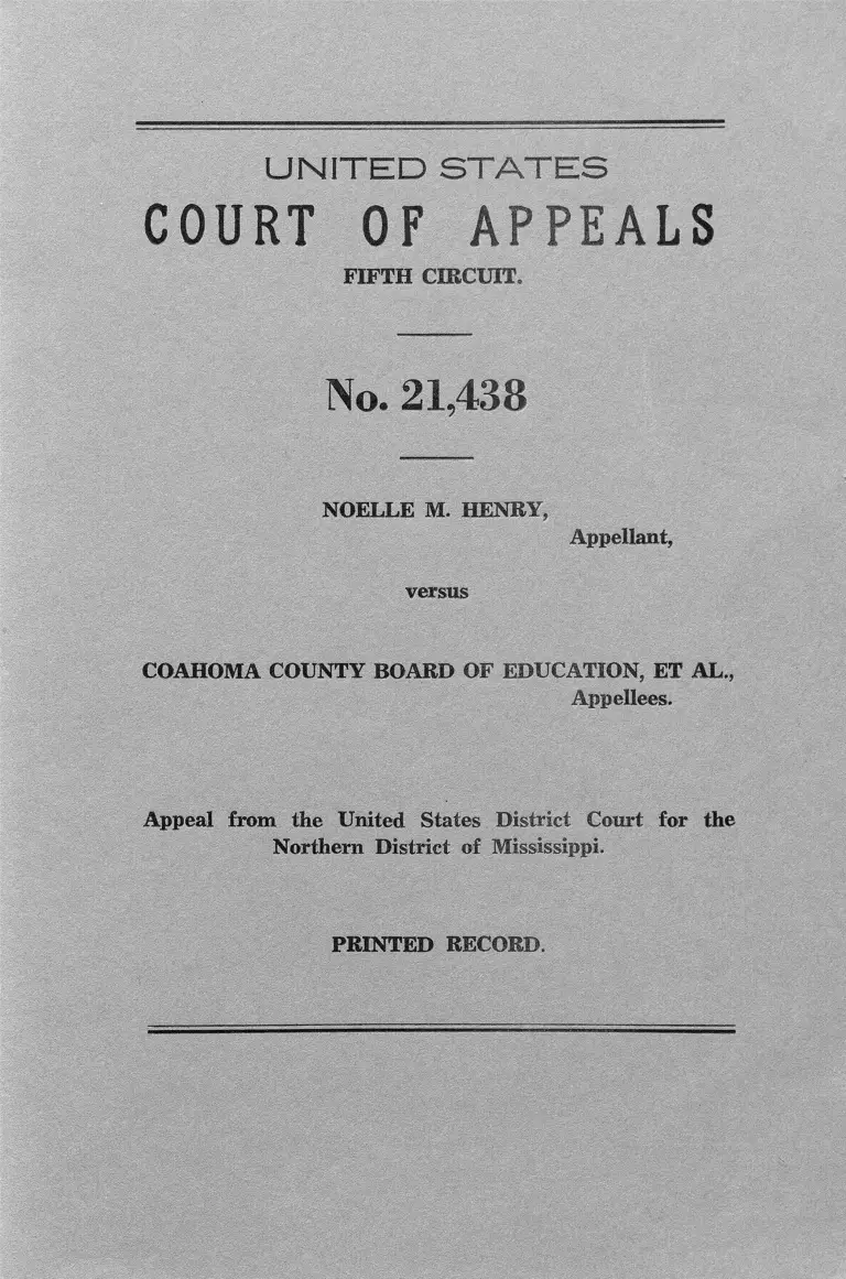 Henry v. Coahoma County Board of Education Printed Record preview