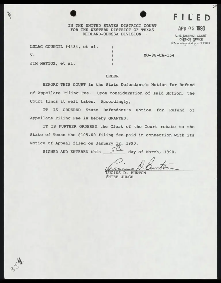 Order Granting Motion for Refund of Filing Fee preview