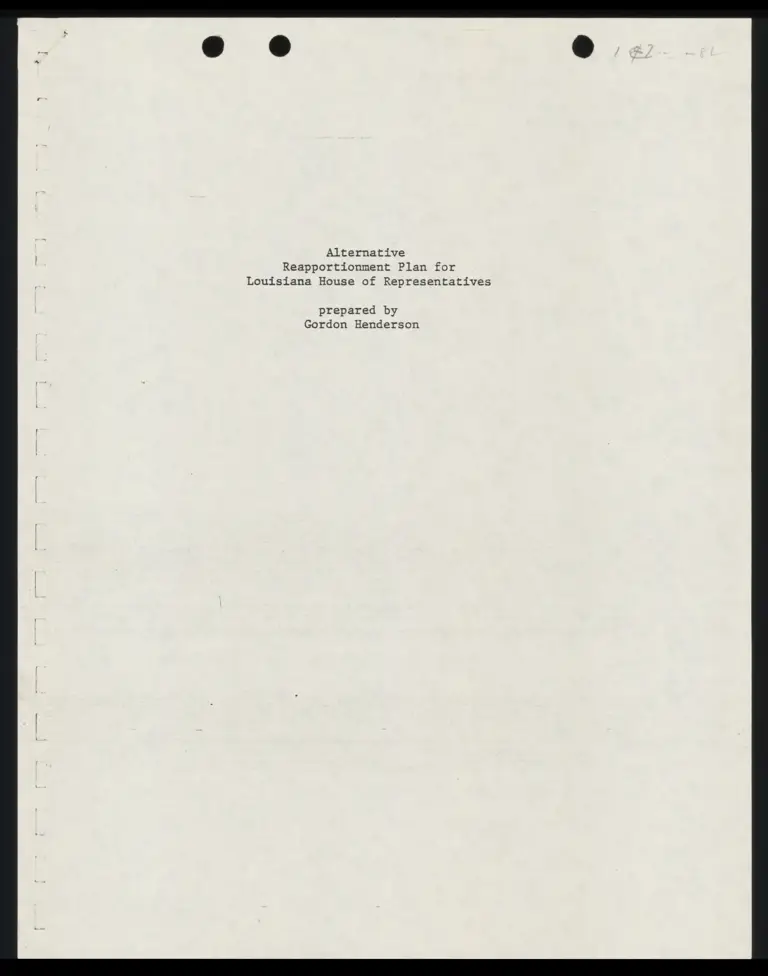 Alternative Reapportionment Plan for Louisiana House of Reps, proposed by Gordon Henderson preview