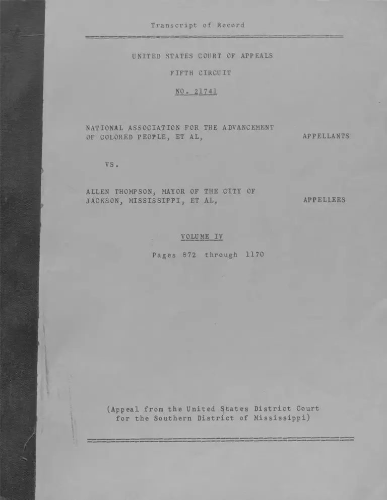 NAACP v. Thompson Transcript of Record Vol. IV preview