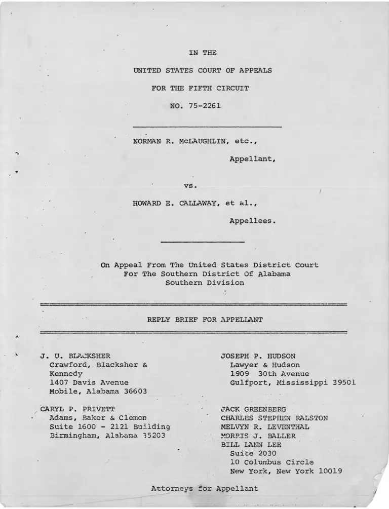 McLaughlin v. Callaway Reply Brief for Appellant preview