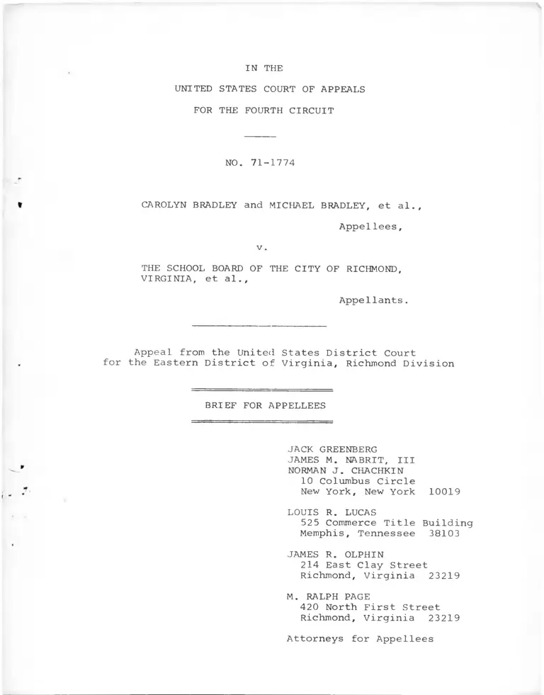 Bradley v. School Board of the City of Richmond Brief for Appellees preview