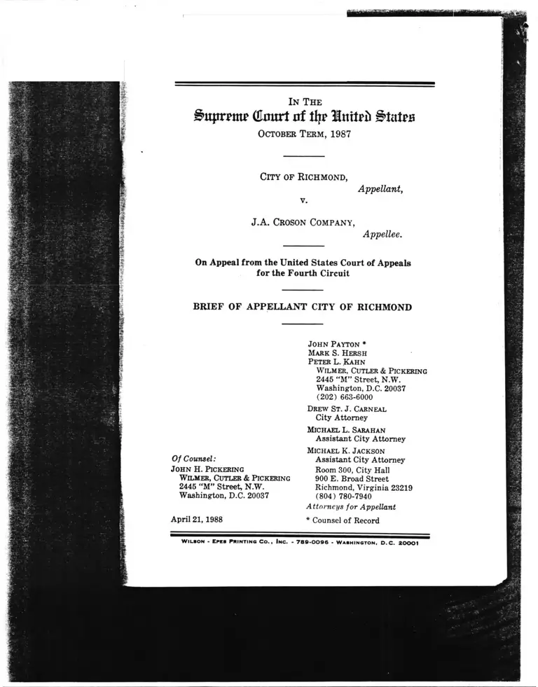 Richmond v JA Croson Company Brief of Appellant preview