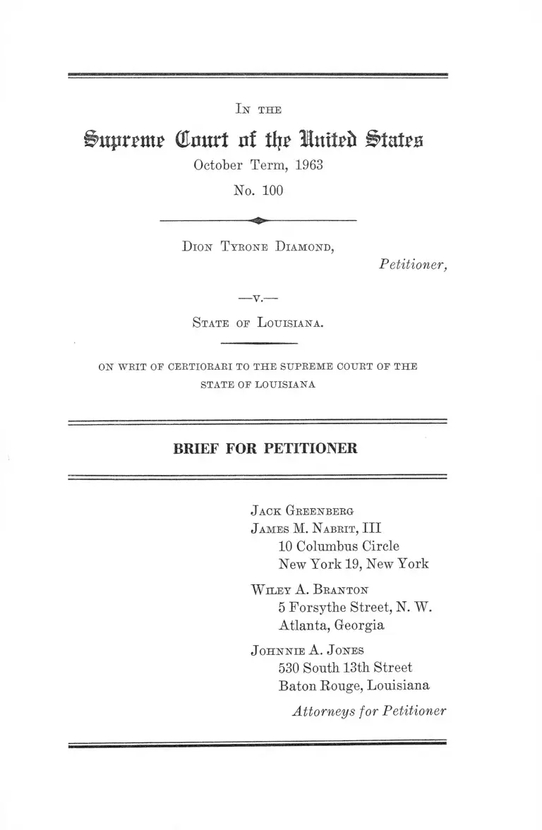 Diamond v. Louisiana Brief for Petitioner preview