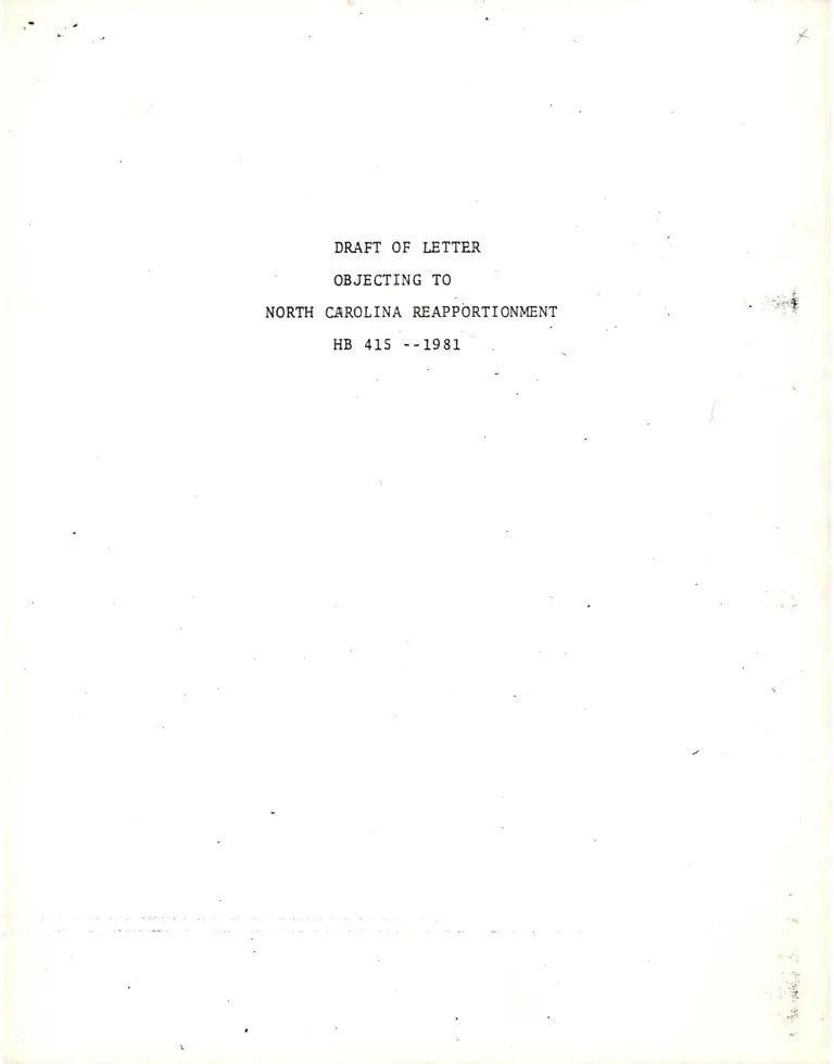 Draft of Letter Objecting to North Carolina Reapportionment preview