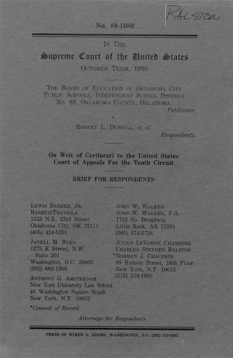 Oklahoma City Public Schools Board of Education v. Dowell Brief for Respondents preview