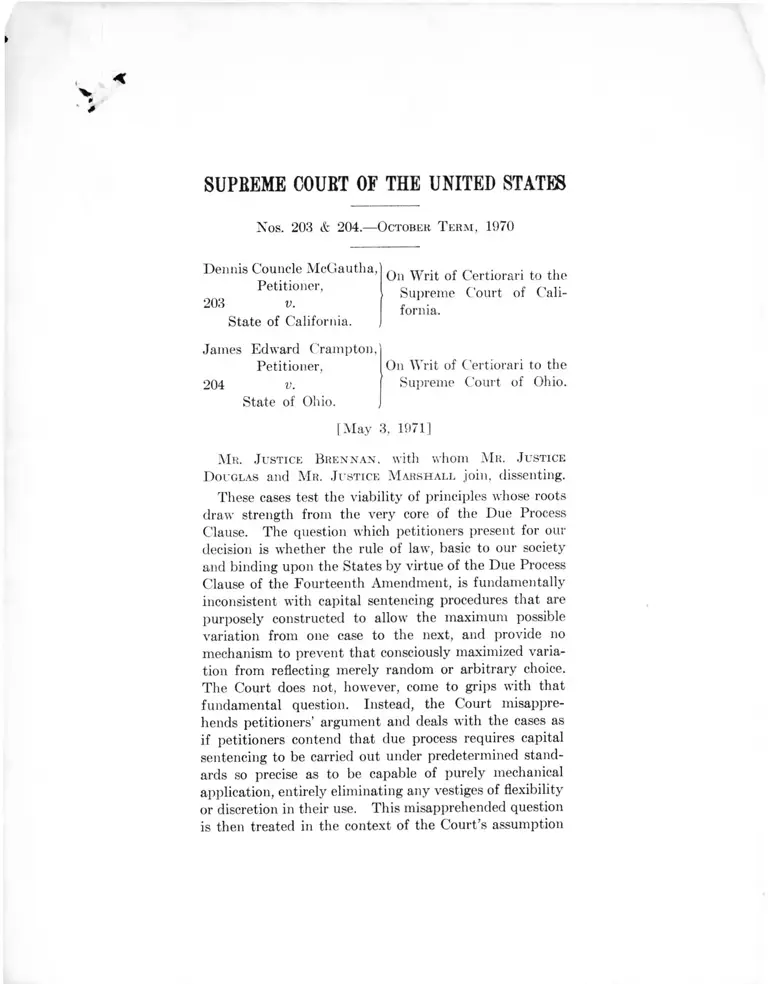 McGautha v California Petition for Writ of Certiorari preview