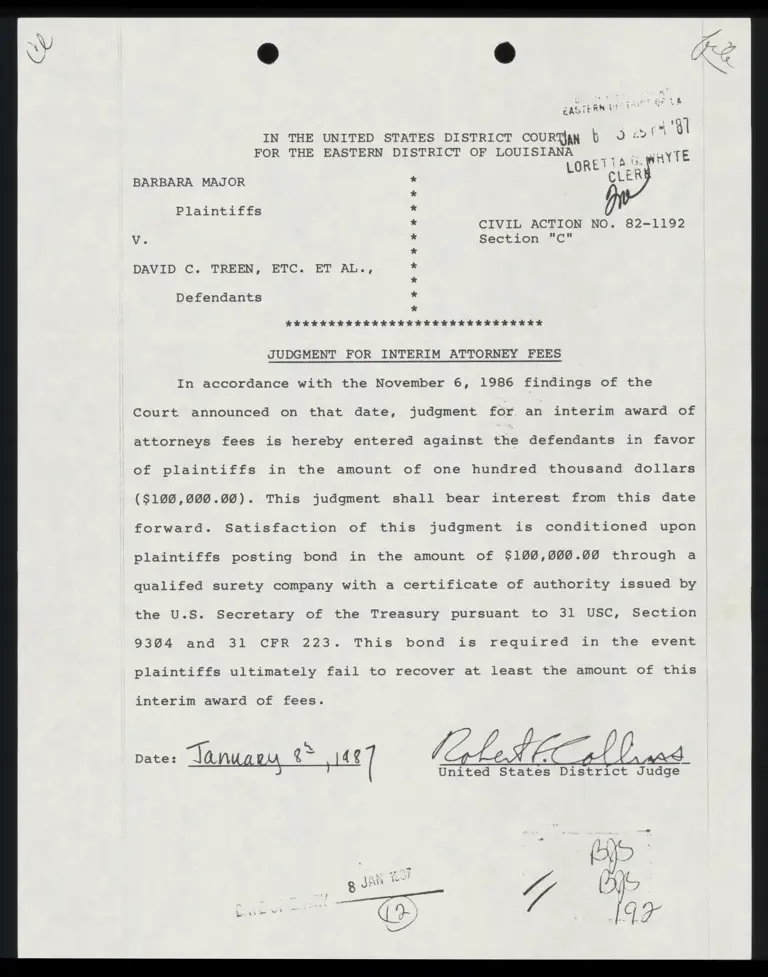 Judgment for Interim Attorney Fees; Correspondence from Quigley to Ducote preview