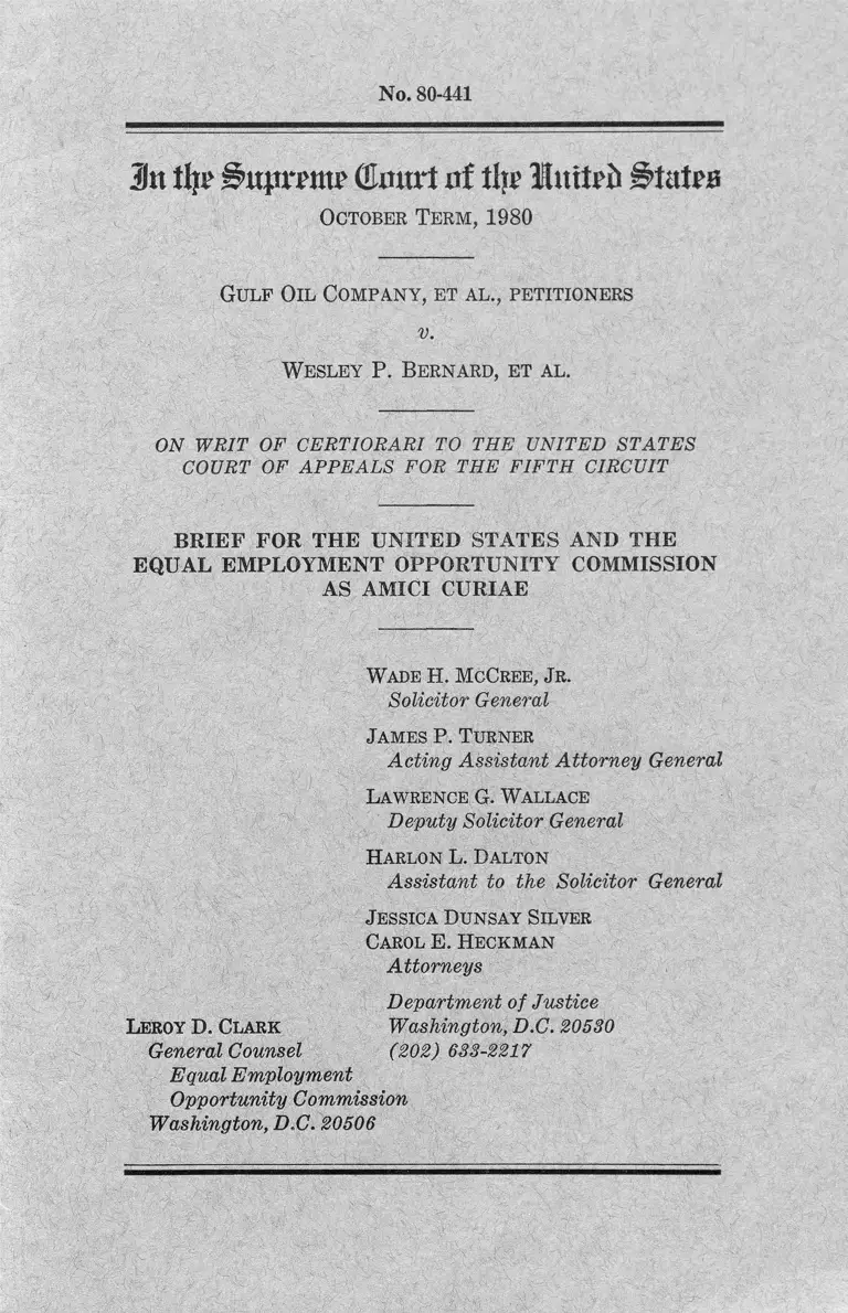 Gulf Oil Company v. Bernard Brief for the United States and the EOC as Amici Curiae preview