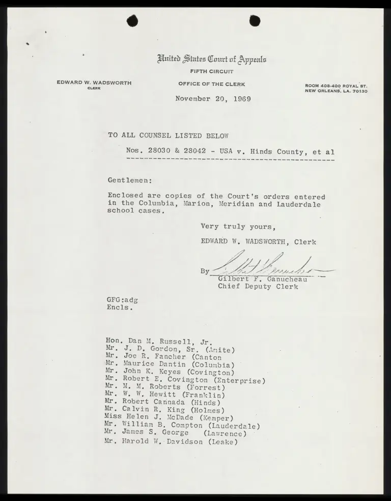 Orders for Columbia, Marion, Meridian, and Lauderdale County Cases preview