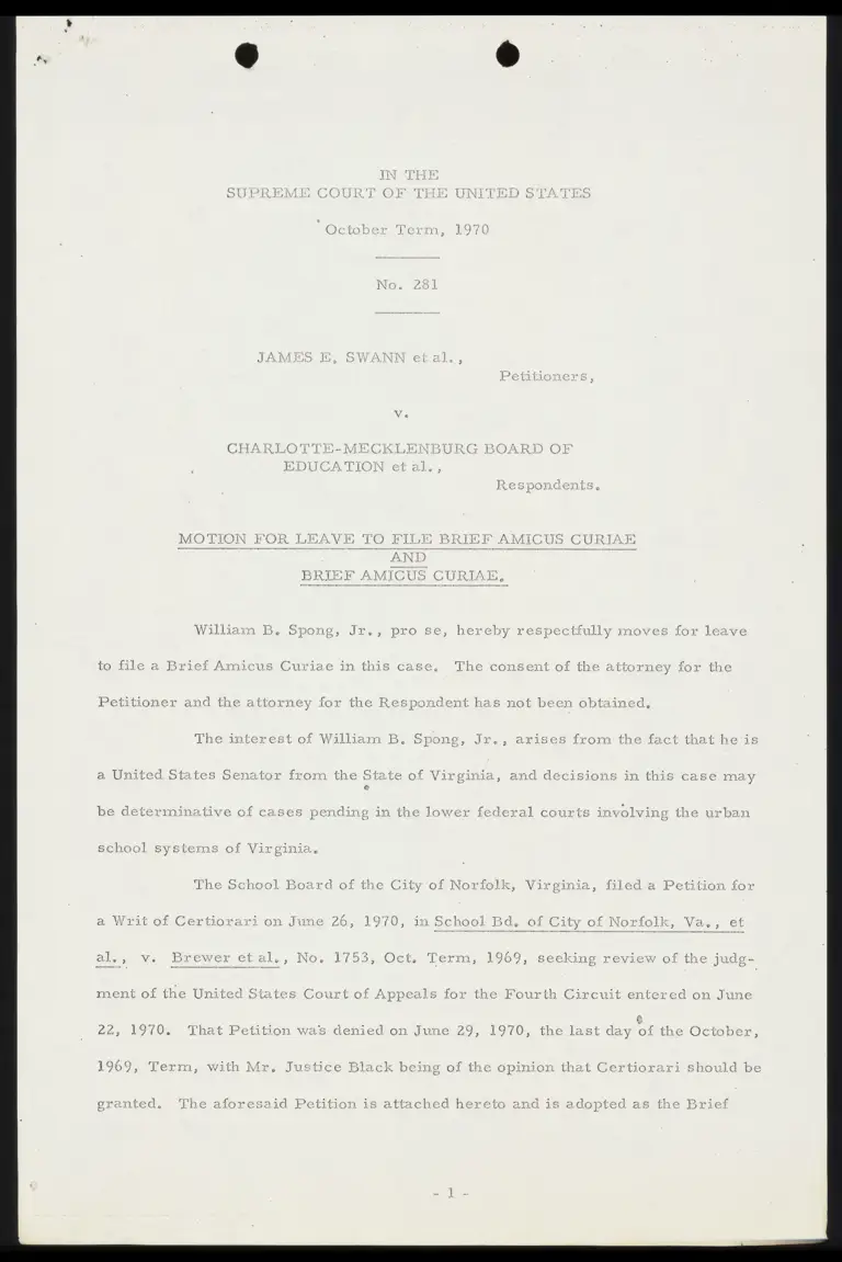 Motion for Leave to File and Brief Amicus Curiae; Petition for a Writ of Certiorari and Motion to Advance preview