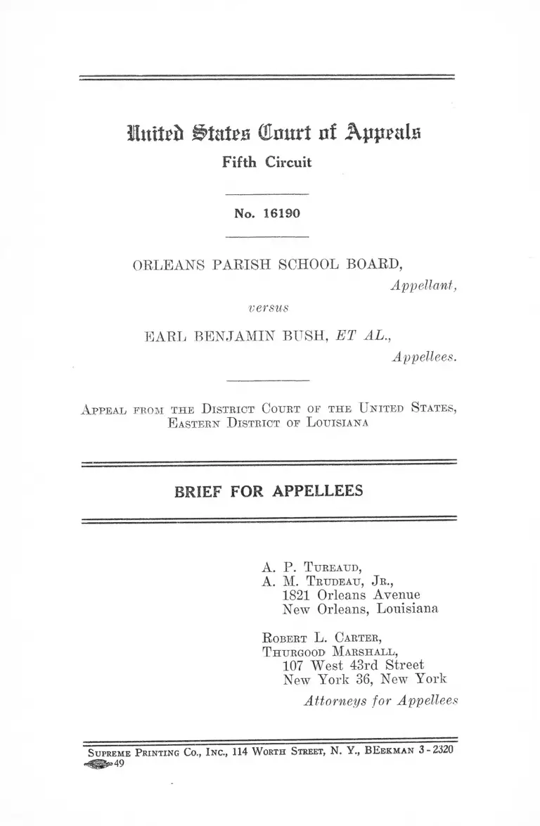 Orleans Parish School Board v. Bush Brief for Appellees preview
