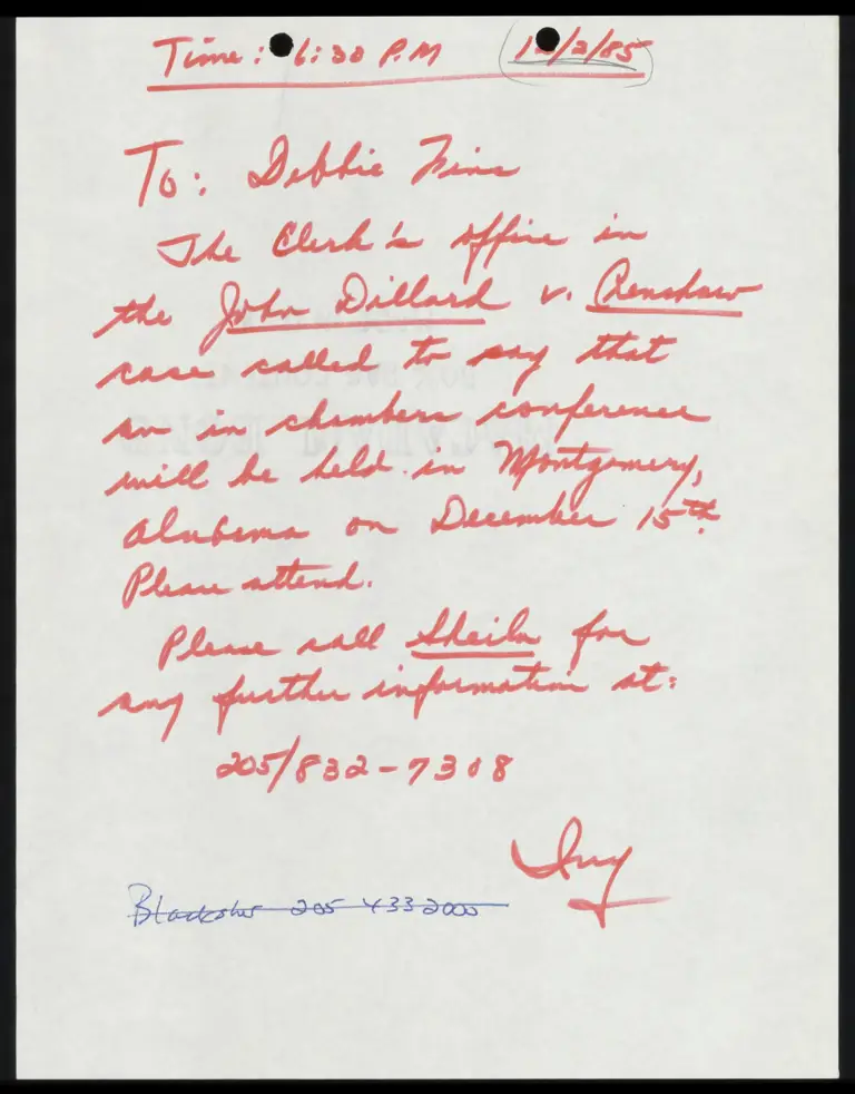 Message to Deborah Fins RE: In-Chambers Conference preview