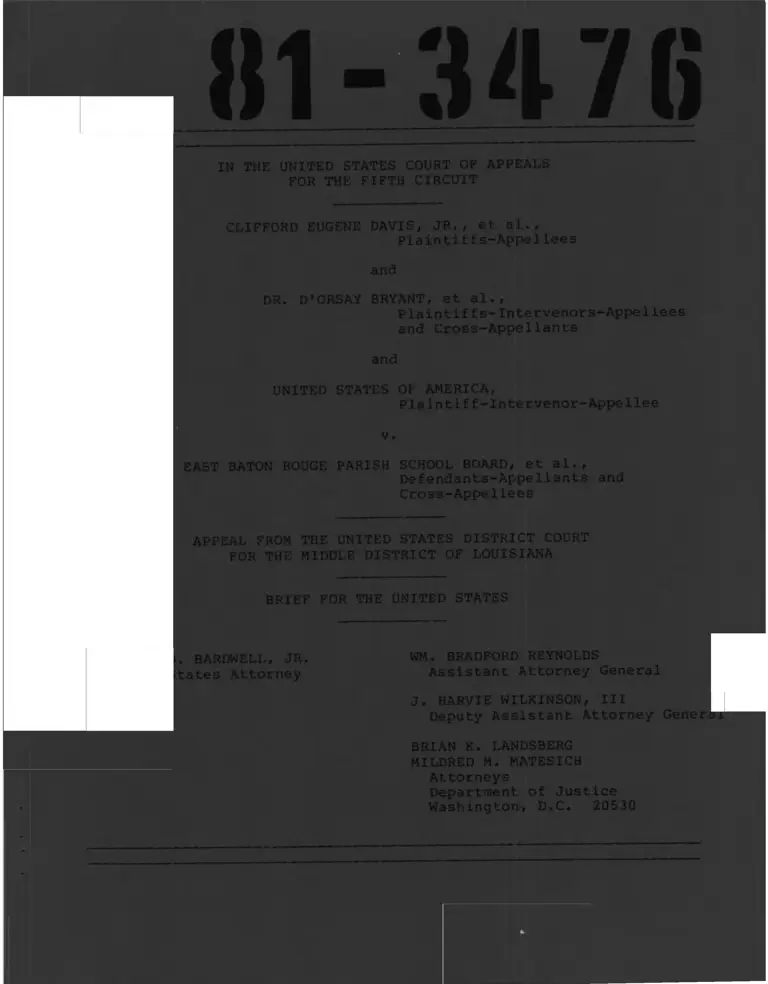 Davis v. East Baton Rouge Parish School Board Brief for the United States preview