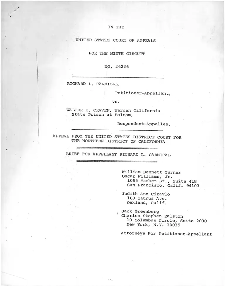 Carmical v. Craven Brief for Appellant Richard L. Carmical preview