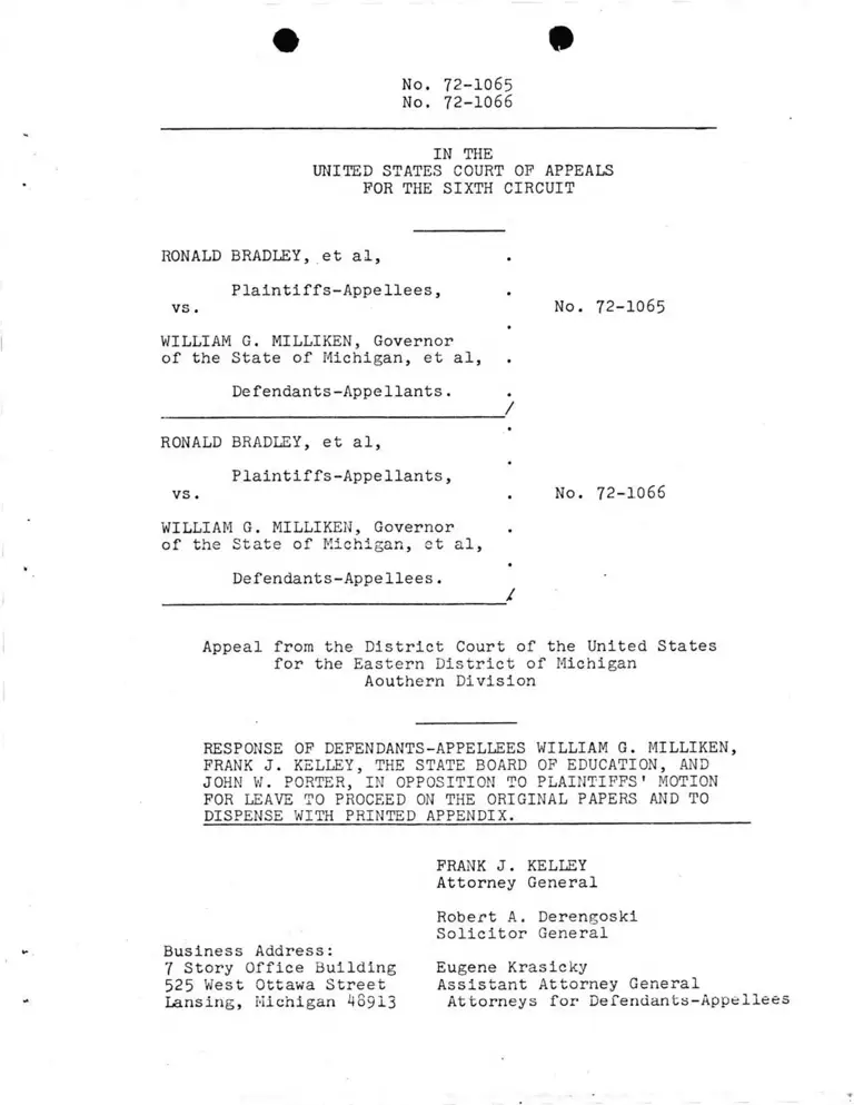 Response of Defendants-Appellees in Opposition to Plaintiffs' Motion for Leave to Proceed on the Original Papers and to Dispense with Printed Appendix preview
