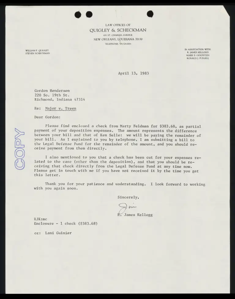 Correspondence from Kellogg to Henderson (Redacted) preview