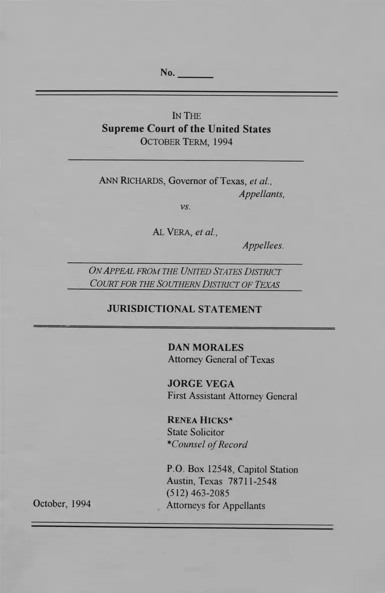 Richards v Vera Appeal Jurisdictional Statement preview