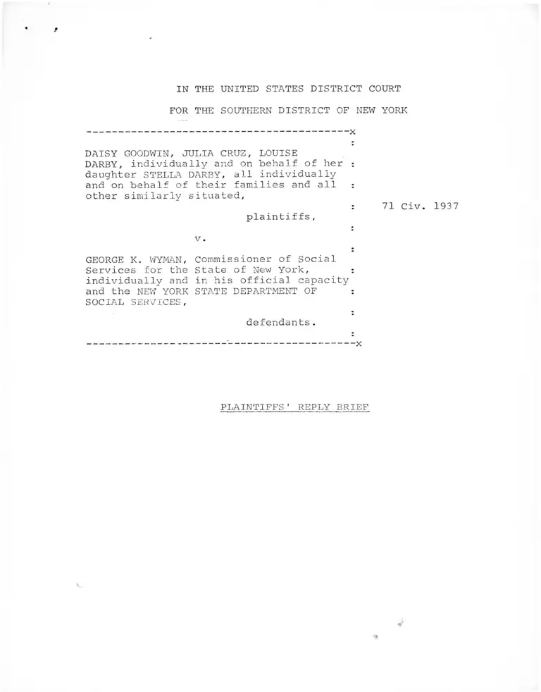 Goodwin v. Wyman Plaintiffs' Reply Brief preview