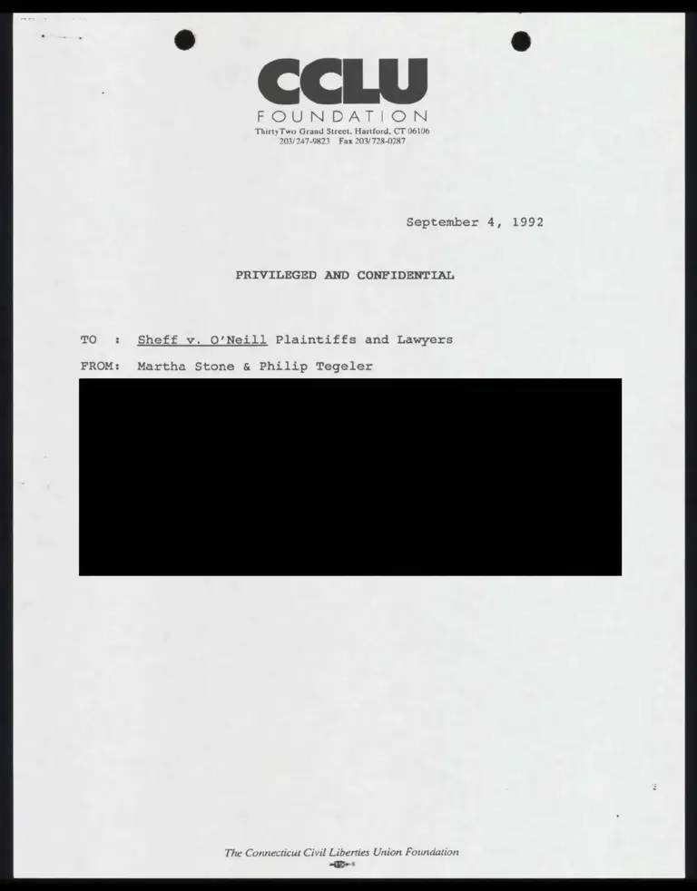 Correspondence from Stone and Tegeler to Counsel and Plaintiffs; from Whelan to Judge Hammer; from Slavin to Tegeler (Redacted) preview