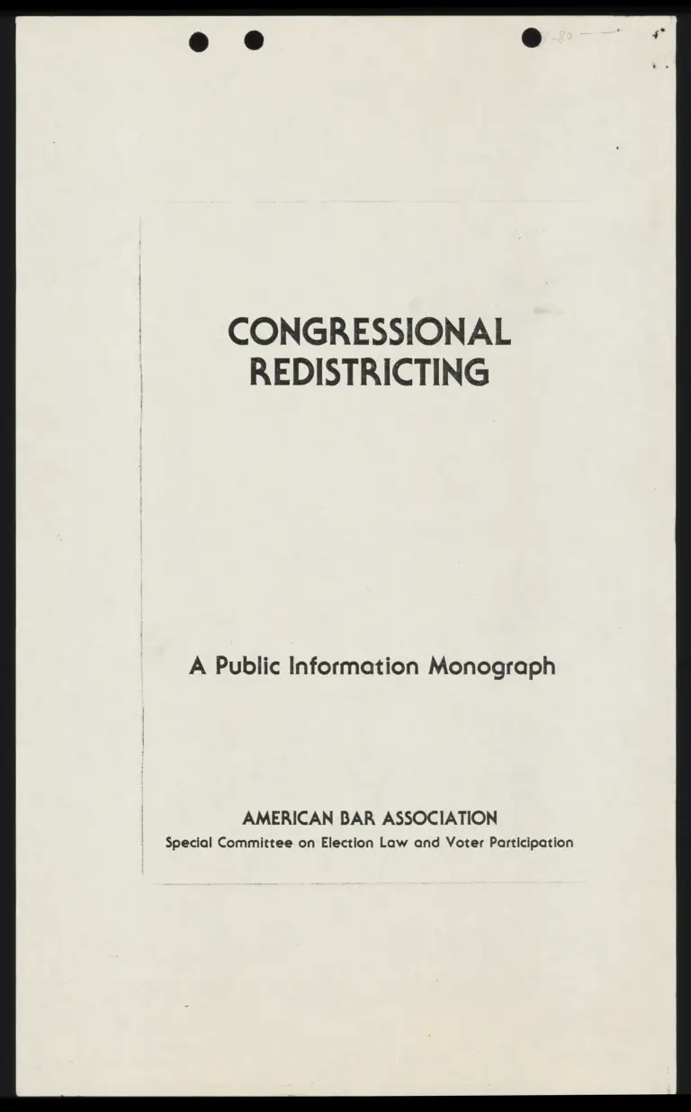 Congressional Redistricting -- A Public Information Monograph preview