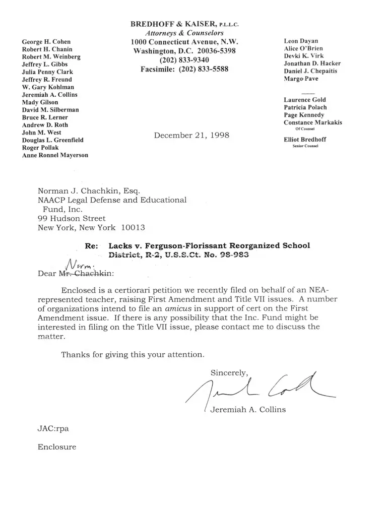 Lacks v. Feguson-Florissant Reorganized School District, R-2 Petition for Writ of Certiorari preview