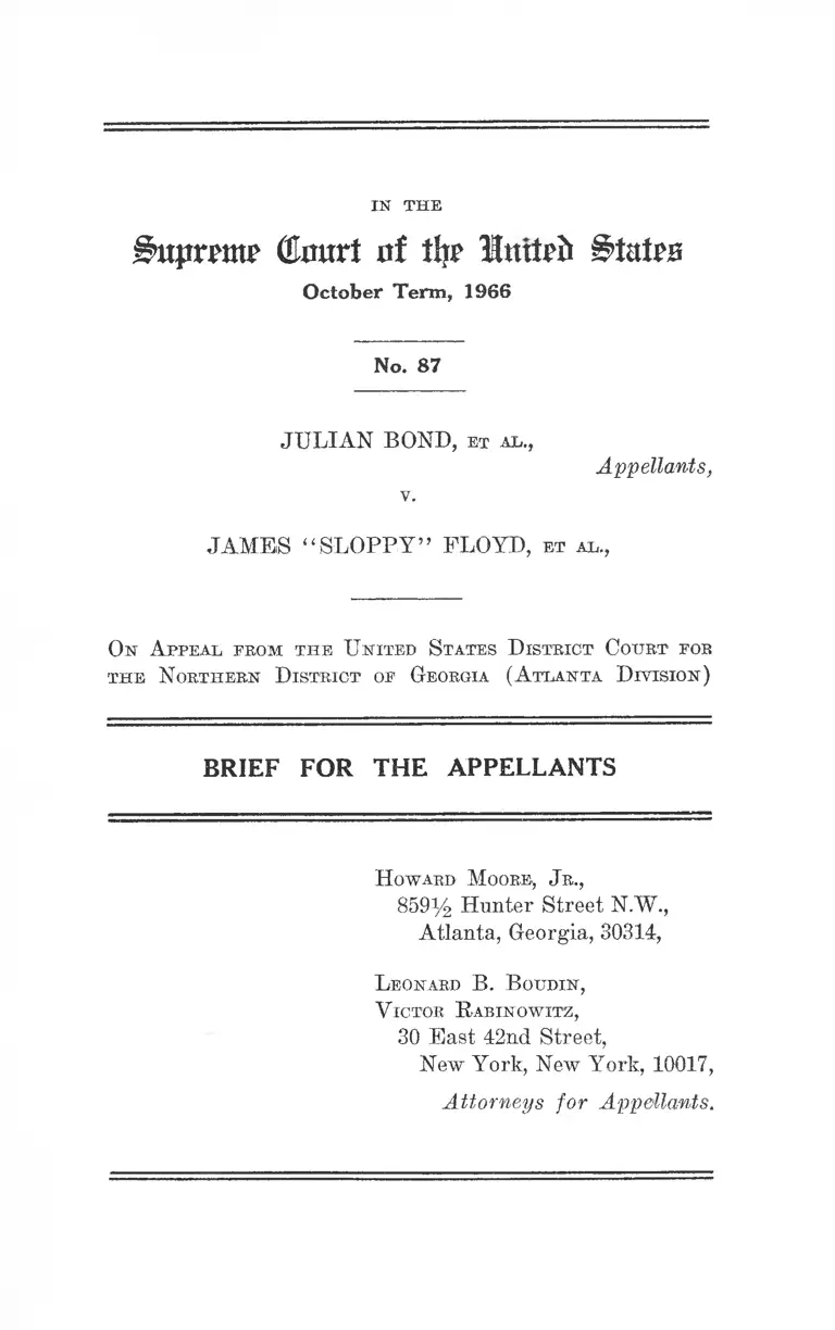 Bond v. Floyd Brief for the Appellants preview