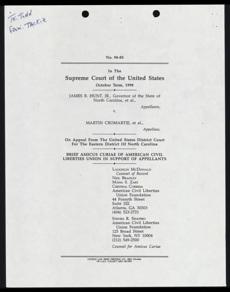 Brief Amicus Curiae of Civil Liberties Union in Support of Appellants preview