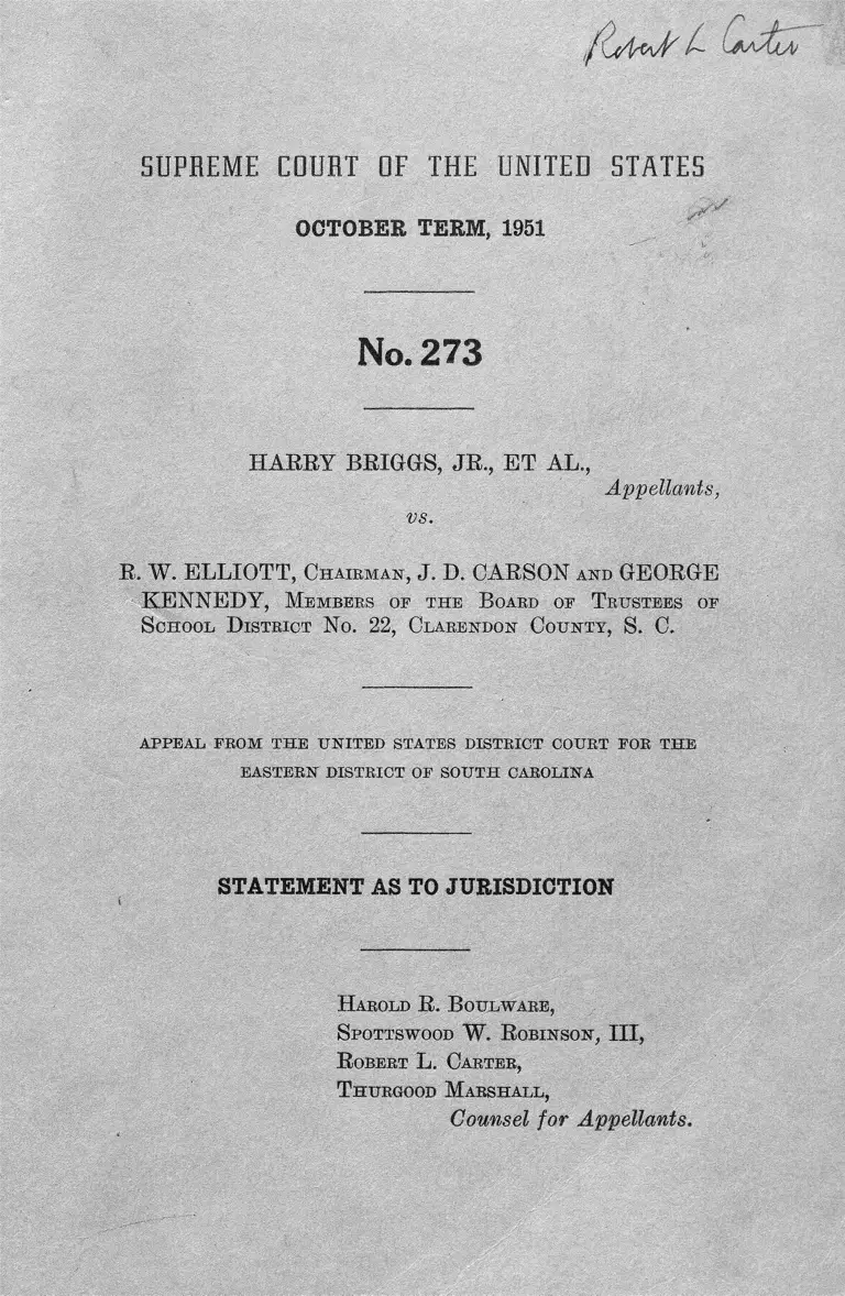Briggs v. Elliot Statement as to Jurisdiction No. 273 preview