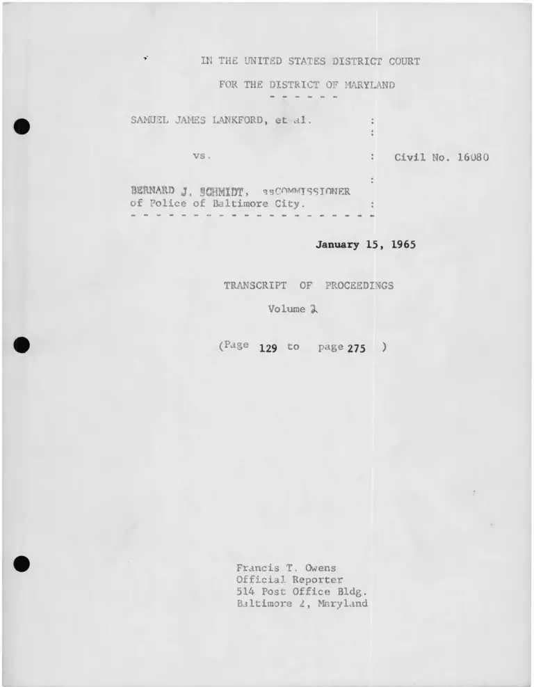 Lankford v. Schmidt Transcript of Proceedings Vol. 2 preview