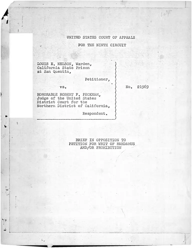 Nelson v. Peckham Brief in Opposition to Petition for Writ of Mandamus and/or Prohibition preview